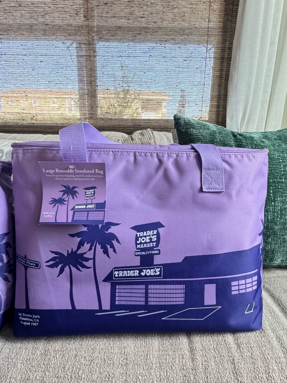 Trader Joe's Large Reusable Insulated Bag - Lavender & Navy